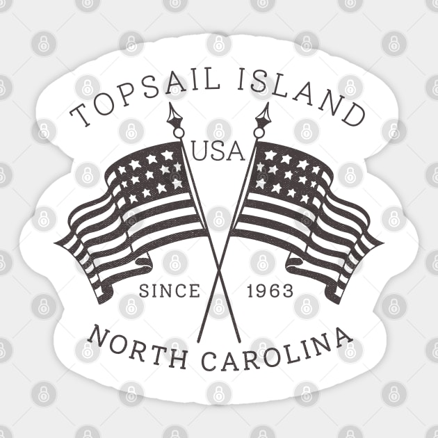 Topsail Island, NC Summertime Vacationing Patriotic Flags Sticker by Contentarama